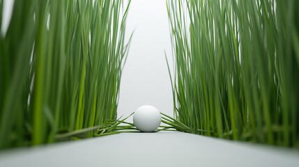 White Sphere in Tall Grass, Minimal , Nature