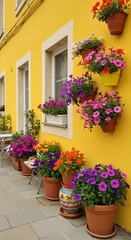 Flowers pots decoration building exterior european