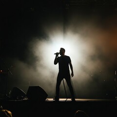 Silhouette of singer performing on stage