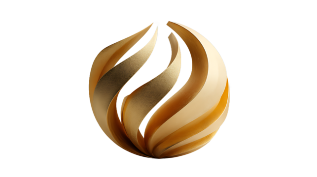 Abstract Golden Petal Arrangement with Curved Shapes and Metallic Texture