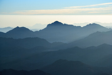 Misty mountain landscape - from Mount Sinai, Egypt