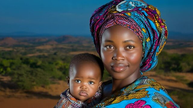 African Mother and Child Portrait: A symbol of motherhood, resilience, and family