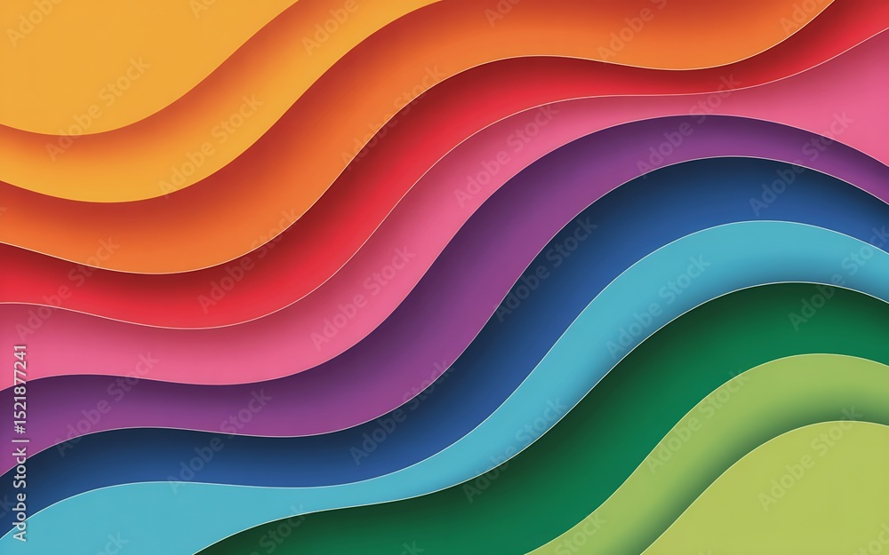 Aufkleber colorful layered waves create an abstract background with a vibrant and flowing design style