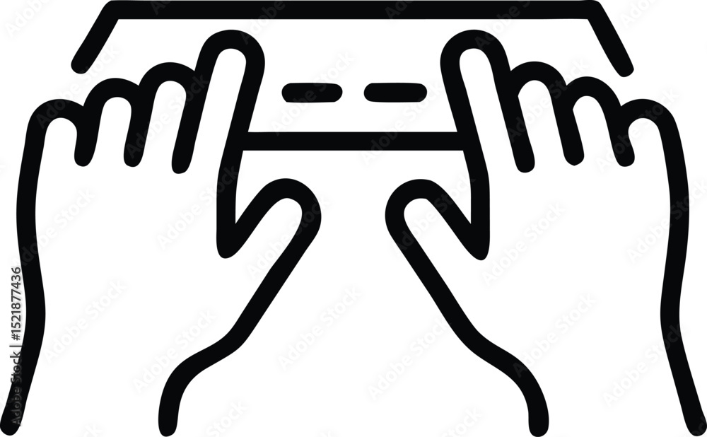 Poster clean line silhouette of hands typing on a computer representing relaxed work