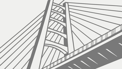 Fototapeta premium Architectural Illustration Modern Cable-Stayed Bridge Design