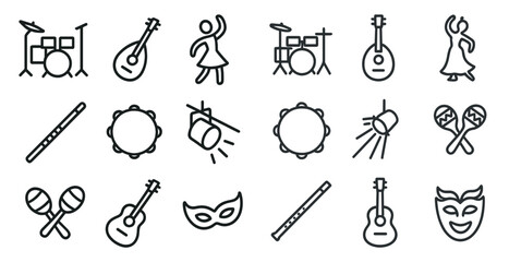 Fototapeta premium Icon set of musical instruments and dance for creative design projects