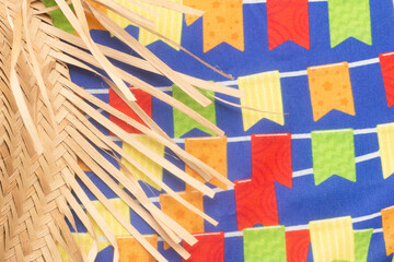 straw hat with colorful background - Brazilian June festival