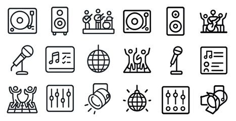 Music and dance icons for event design and entertainment themes