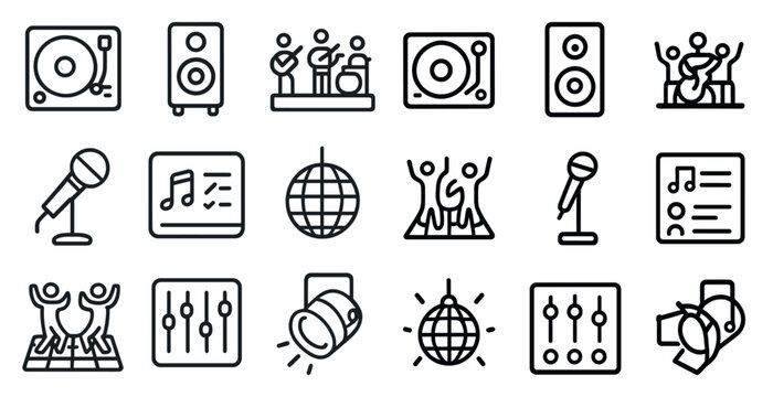Music and dance icons for event design and entertainment themes