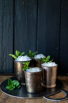 Mint Julep in vintage silverplate cups