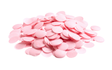 A pile of pink confetti isolated on a transparent background; PNG
