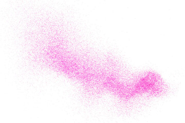 Pink glitter scattered flying isolated on white, background and texture, clipping	