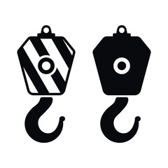 Crane Hook Vector, Industrial Lift Equipment, Heavy Duty Construction Icon