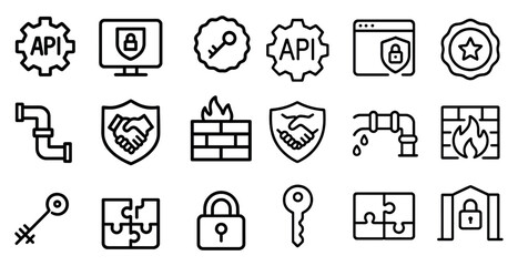 Security and api icon set for digital, web, or app design projects