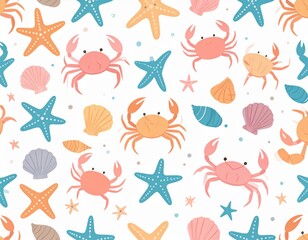 Patterns of illustrated marine creatures