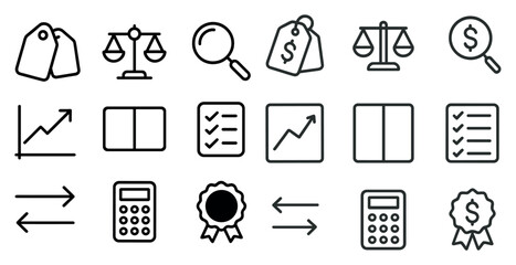 Business and finance icon set for marketing and analysis projects