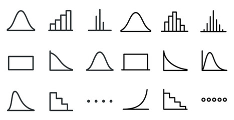 Set of statistical distribution icons for data analysis and presentation design