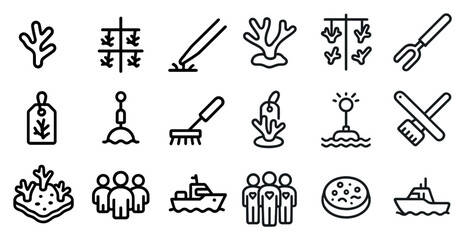 Marine and agriculture icons for sustainable development and environmental design