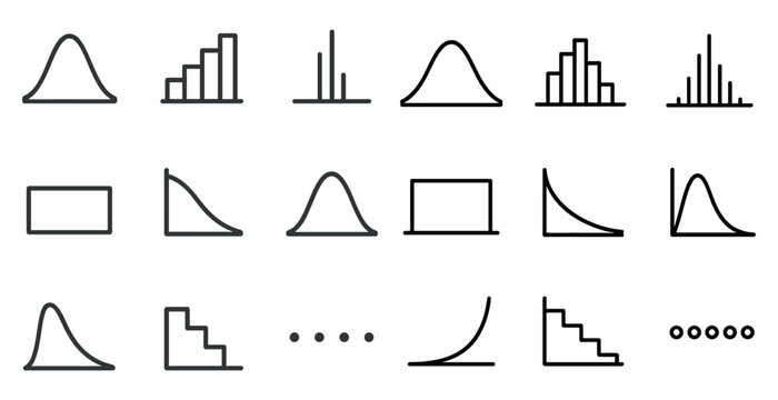 Set of statistical distribution icons for data analysis and presentation design