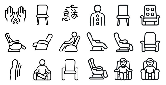 Relaxation and massage icons collection for wellness and health apps