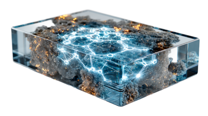 Hyperrealistic Stock Photo Futuristic Blockchain Technology Embedded in Crystalline Structure