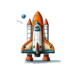 Naklejka premium Rocket ship flat vector design