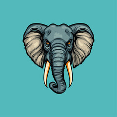 Elephant head logo flat vector design
