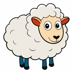 Adorable Cartoon Sheep with Fluffy White Wool