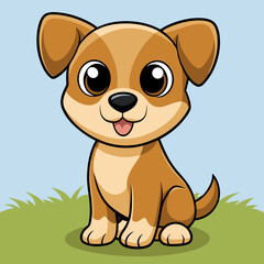 Adorable Cartoon Puppy with Big Eyes  A Cute, Happy Dog Illustration