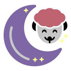 Eid ul Adha Crescent, Sleepy Sheep, Islamic Festival,Teal Moon and Sheep, Eid Mubarak, Religious Symbol,Nighttime Eid Celebrations, Cute Lamb, Islamic Holiday,Dreamy Sheep and Moon, Qurbani Illustrati