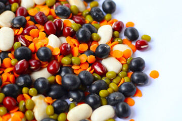Colorful mixed beans and lentils, packed with plant-based protein and fiber