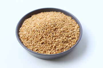 Organic golden flaxseeds, rich in omega-3, fiber, and antioxidants