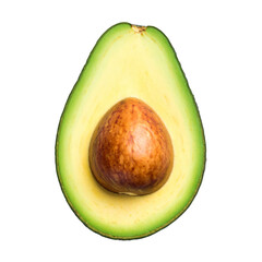 Fresh avocado showing seed on white background