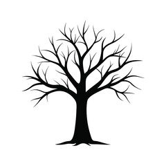 Obraz premium Nature Tree Silhouette with Wide Branches Line Art 