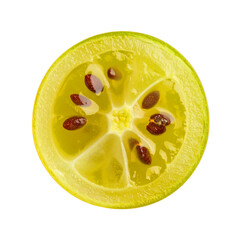 Groundcherry physalis showing seeds and pulp in cross section