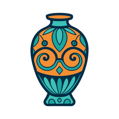 Ornate Hand Drawn Vase Illustration with Intricate Patterns Pro Vector on white background  