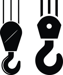 Heavy Duty Crane Hooks Silhouette – Industrial Lifting Equipment Vector
