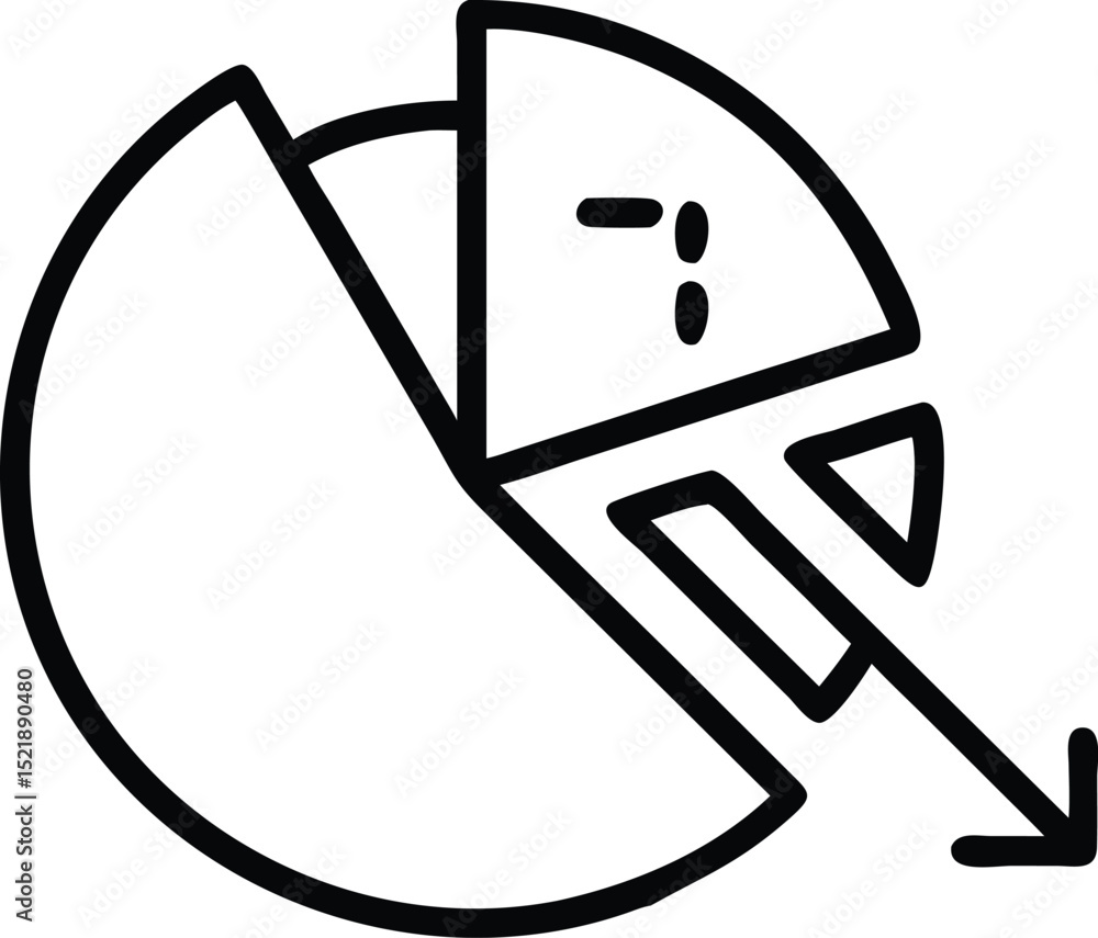 Poster silhouette design depicting a shrinking pie chart representing data decline.