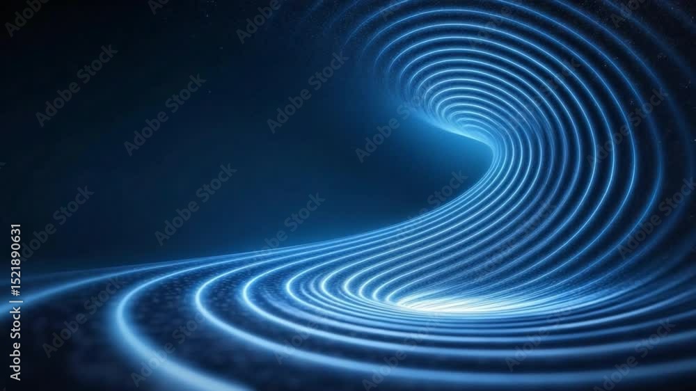 Aufkleber Abstract Blue Vortex: A mesmerizing swirl of concentric blue lines forms a dynamic vortex, creating a sense of depth and motion, with a soft glow and modern aesthetic.