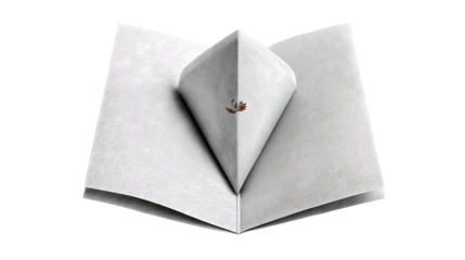 Open textured paper book with a popup diamond shape