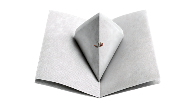 Open textured paper book with a popup diamond shape