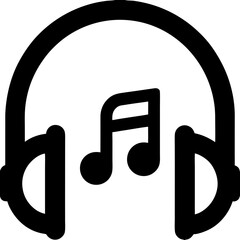 Obraz premium Headphones Play Music in a Minimalist Style, for audio listening concept, with black and white, icon, flat design.