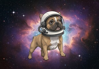 French Bulldog in Space with Cosmic Background