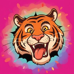 Surprised Tiger Face Illustration
