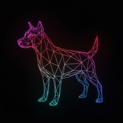 Wireframe Dog Neon Side Profile