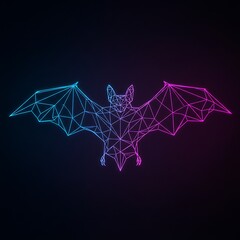 Glowing Polygonal Bat Shape