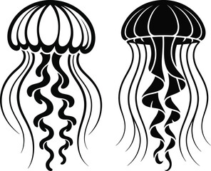 Jellyfish Silhouette Vector Art – Abstract Sea Creature Design