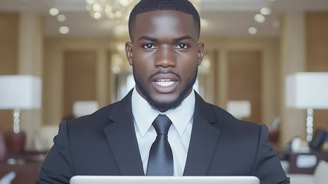 Confident Businessman in a Modern Lobby