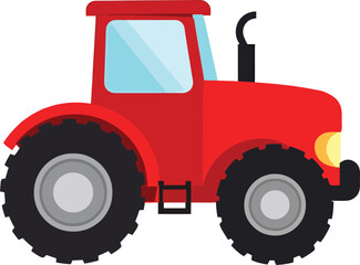 Detailed Red Tractor Vector Illustration
