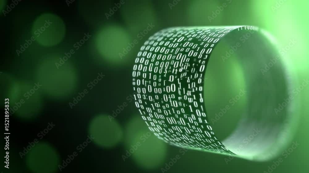 Poster Digital Tunnel: A 3D render of data streaming through a tunnel, symbolizing the flow of information. This image speaks to the complex nature of technology and its pervasiveness in our world.